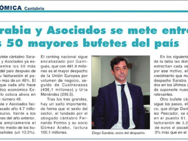 Sarabia entre los 50 mayores bufetes