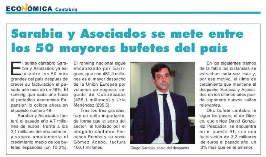 Sarabia entre los 50 mayores bufetes